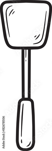 Hand-drawn spatula illustration simple kitchen utensil vector for cooking and food preparation isolated on white background