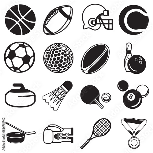 Sport Equipment And Activity Icon Set