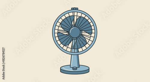 Blue Electric Table Fan Illustration