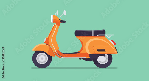 Classic orange vintage scooter vector illustration.