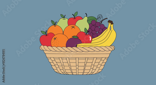 A colorful fruit basket filled with healthy fresh produce.