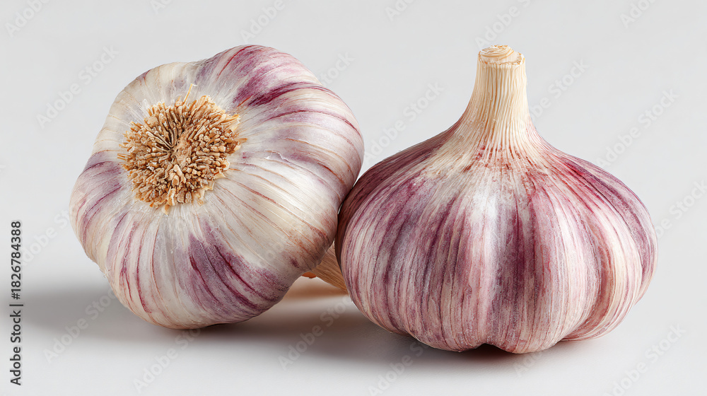 Obraz premium Purple garlic heads, Whole garlic with violet skin