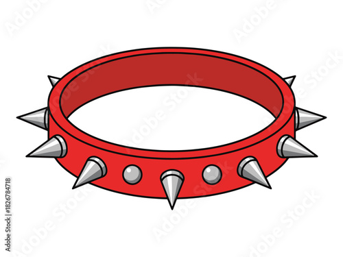 Red spiked dog collar with silver studs and spikes accessory