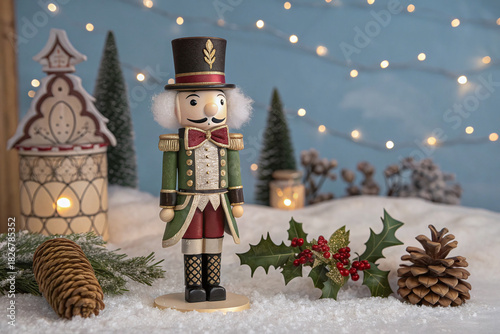 Festive Christmas Nutcracker Ornament with Holiday Decorations