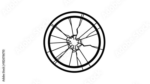 Line drawing of a bicycle wheel with spokes and rim on a white background.
