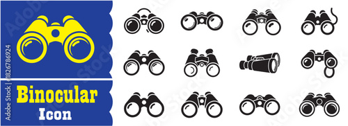 Set of Binoculars icon, Binoculars Black vector collection