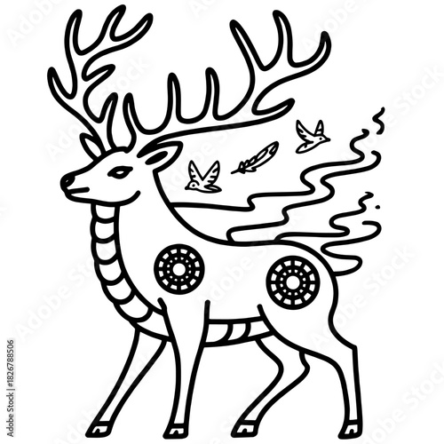 deer with christmas Bird