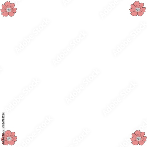 Cute floral corner frame with white background