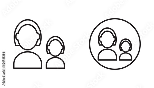 set of children's day icons, child and mother, family