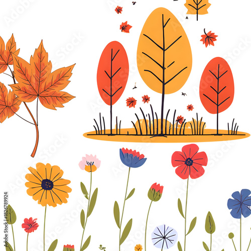 set of autumn leaves