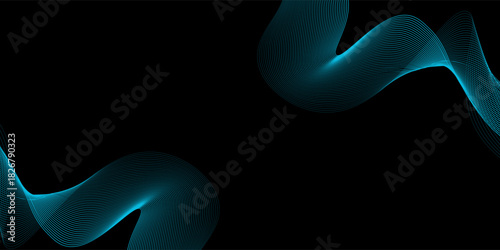 Modern Color light blue abstract waves design art