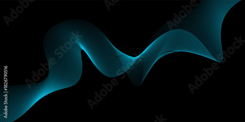 Modern Color light blue abstract waves design art