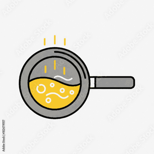 Vector Illustration of a Frying Pan with Hot Liquid
