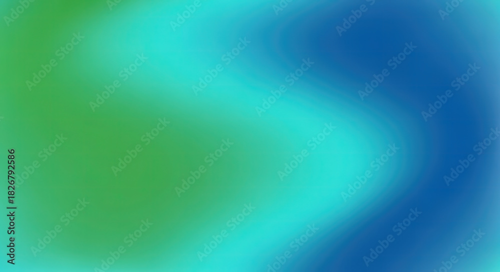 Fototapeta premium Fluid waves of serene green, vibrant cyan, and deep blue blend harmoniously in this elegant, blurred abstract gradient, evoking peace.