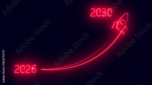 Business chart in a glowing neon graph with dark blue background