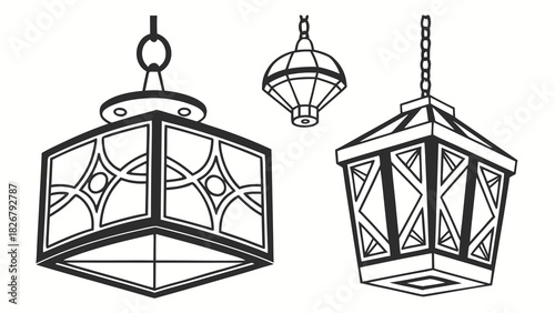 Elegant vintage lanterns, perfect for adding a touch of classic charm to your designs, scalable for any size project, created from original vector art
