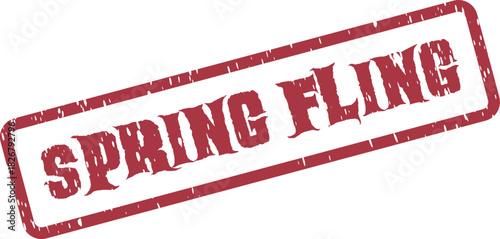 Classic red grunge stamp impression declaring a cheerful spring fling event or gathering