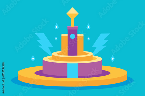 Cartoon energy fountain center vector illustration