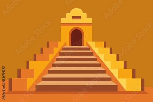 Cartoon sandstone temple stairway vector illustration