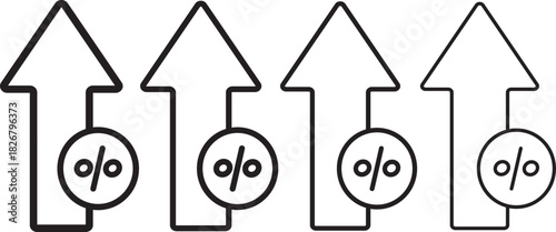 percentage icons, percent arrows icon symbol, Flat and line style symbols for financial, business, web design collection logo vector template,
