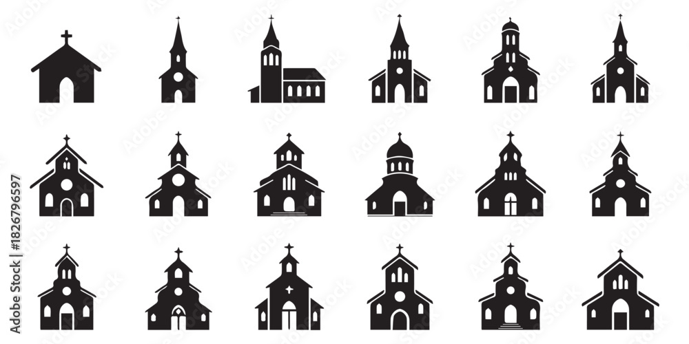 Naklejka premium Church icons collection Vector