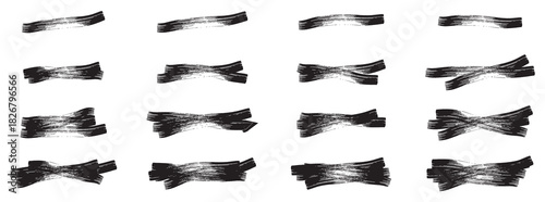 Black brush strokes vector illustration. Abstract grunge texture on white background. Set of grunge black paint.