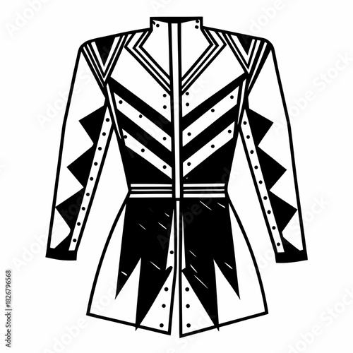 Ornate black and white military style jacket illustration