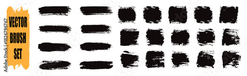 Brush stroke paint boxes on white background. Vector brush strokes. set of grunge black paint brush strokes.