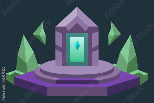 Cartoon mystical stone altar vector illustration