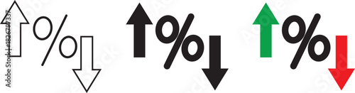 Percent down icon editable vector stroke, arrow up and down flat design and line style symbols,Percent down icon solid pictogram illustration,
