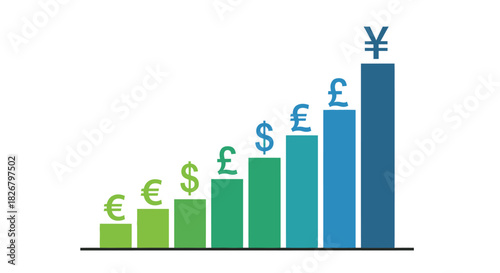 Currency exchange rates increasing showing financial growth and investment.