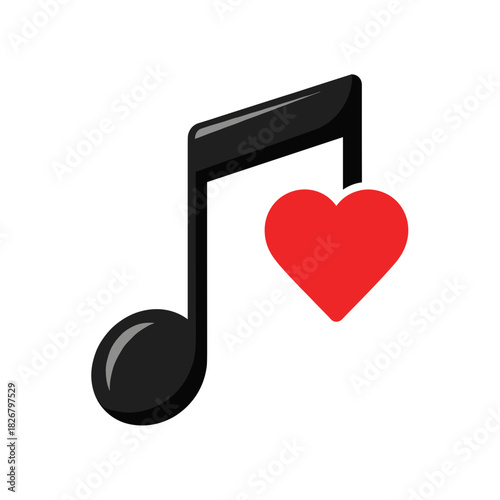 Musical Note with Heart Icon, Symbolizing Love for Music and Passion for Melodies