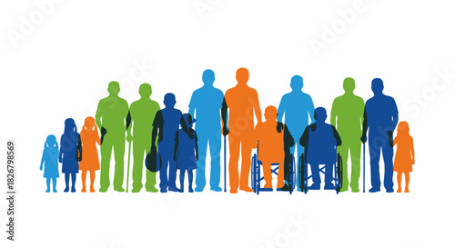 Diverse Group of People Silhouettes Representing Community and Inclusion.