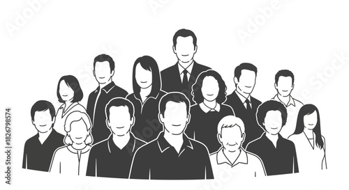 Diverse group of people standing together in a professional setting.