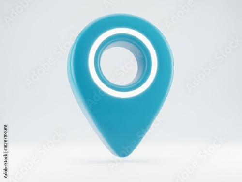 Free Download Bright blue 3d map location pin icon with glowing white circle inside, isolated on white background - GFXLoad