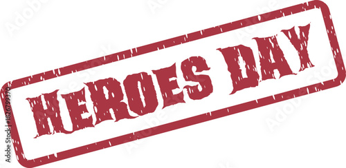 Official Heroes Day Red Rubber Stamp Design with Distressed Texture for Commemorative National Events