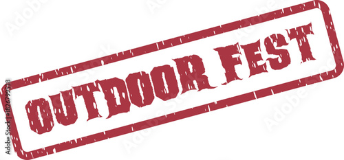 Distressed Red Rectangular Stamp with Outdoor Fest Text for Event Promotion Campaigns