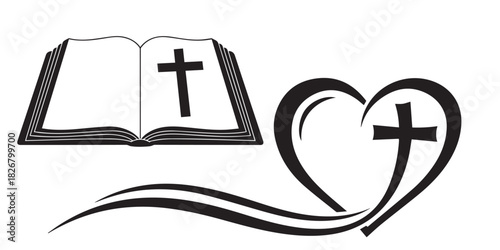 Bible cross heart faith illustration Vector