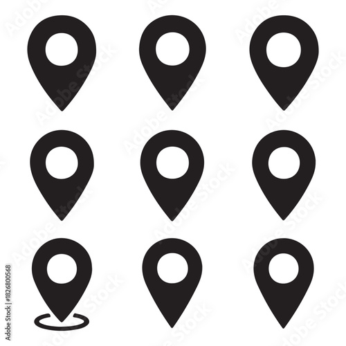 Pin icon set. Location icon vector