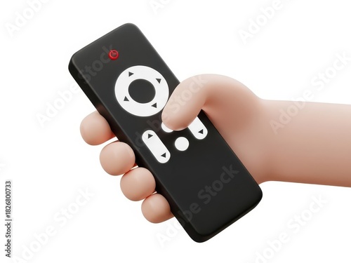 Wallpaper Mural Cartoon hand holding a black television remote control with white buttons, isolated on white background Torontodigital.ca