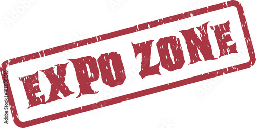 Red grunge rubber stamp mark with EXPO ZONE message for exhibitions and trade shows