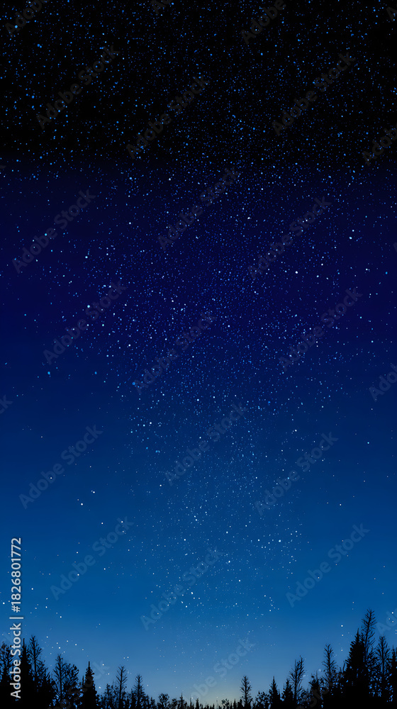 Fototapeta premium Blue Christmas night sky with stars concentrated at top fading downward, tall serene layout