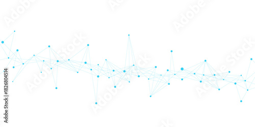 Abstract connecting dots lines for network connection technology background. Website header or banner with plexus design concept. Vector