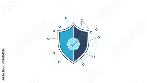 Digital security shield with checkmark representing protection and safety.