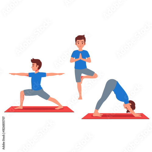 Man Demonstrating Various Yoga Poses for Health and Wellness