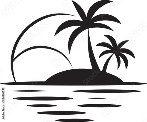 silhuette plam tree vector images
