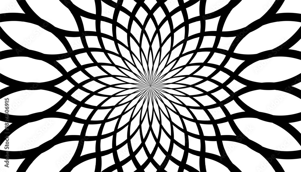 Obraz premium Black and white circular nirmana pattern for design element. Editable graphic resource. Vector Format Illustration 
