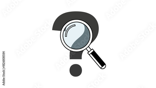 Magnifying glass over a large question mark symbol representing inquiry and investigation.