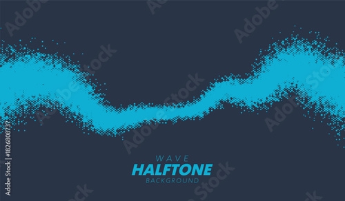 Abstract vector torn halftone fluid wave. Scratched dotted pop art wavy dynamic texture.