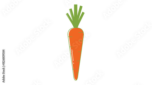 Stylized Carrot Illustration with Green Top and Orange Body.